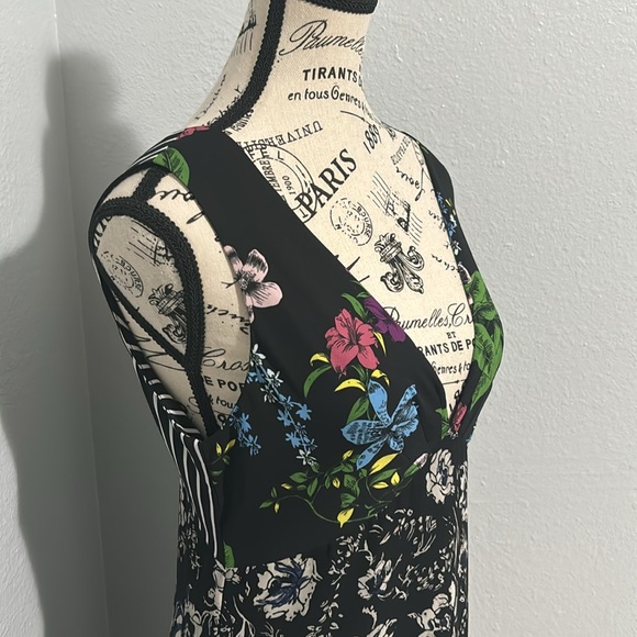 Sam Edelman Sleeveless Mixed Media Botanical/Striped Maxi Dress 6 - Picture 3 of 14